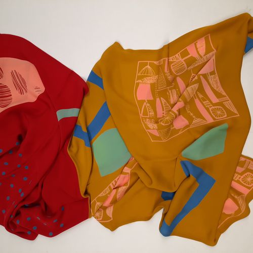 Silk Georgette Block Scarf